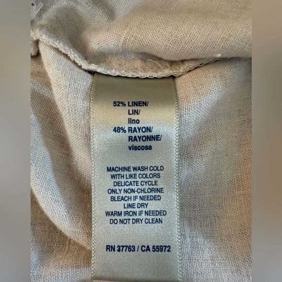 Rafaella Beige Classic Higher Rise Wide Leg Comfort Waist Linen Pants - Picture 6 of 7